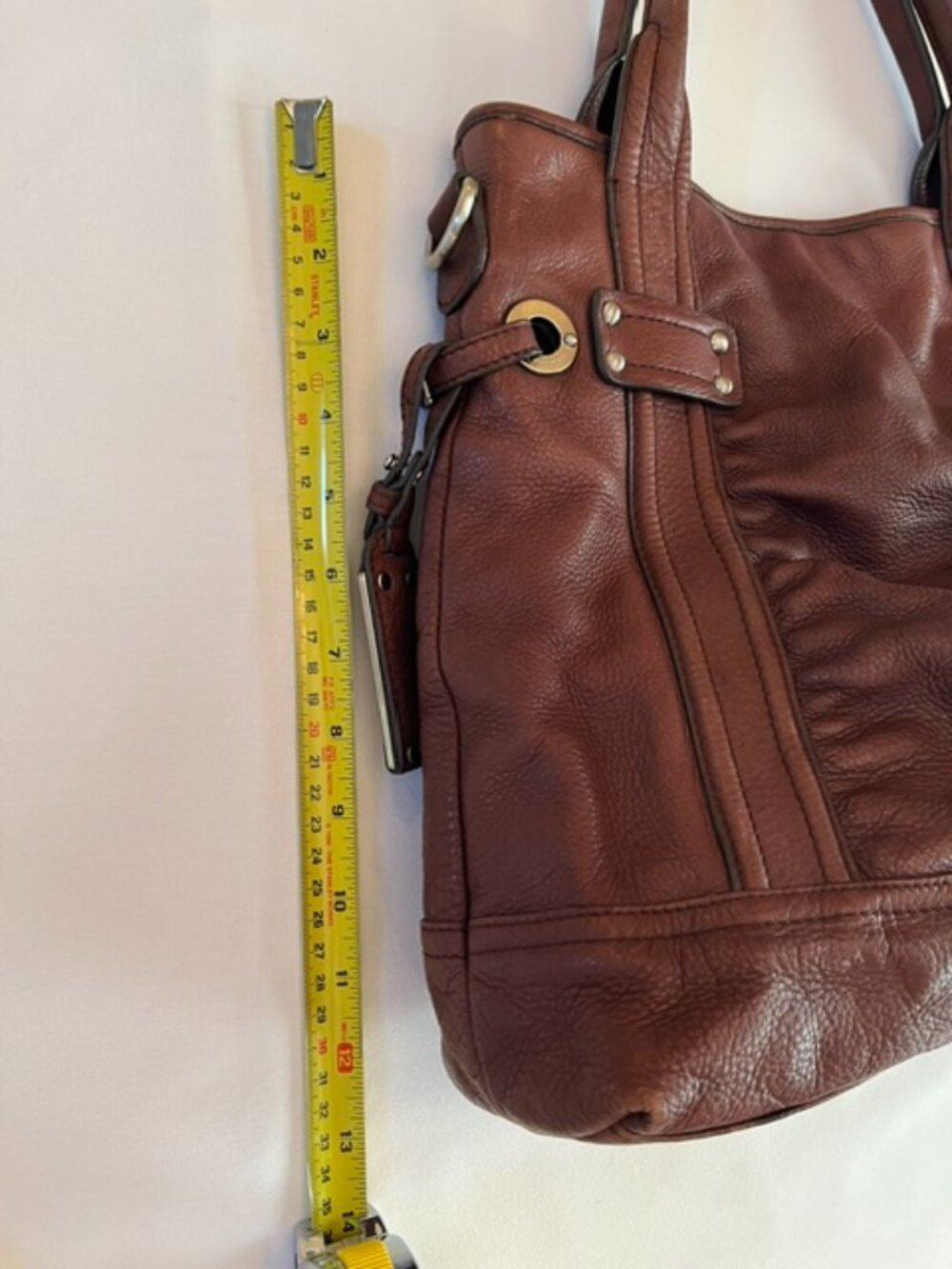 B. MAKOWSKY | Cognac Brown Pebbled Leather Shoulder Bag Hobo-EUC - Picture 5 of 15